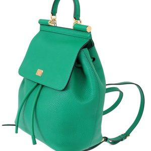 Dolce & Gabbana Green Sicily Leather Backpack Bag